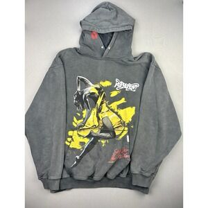 Gray Hoodie with Yellow Graphic Print